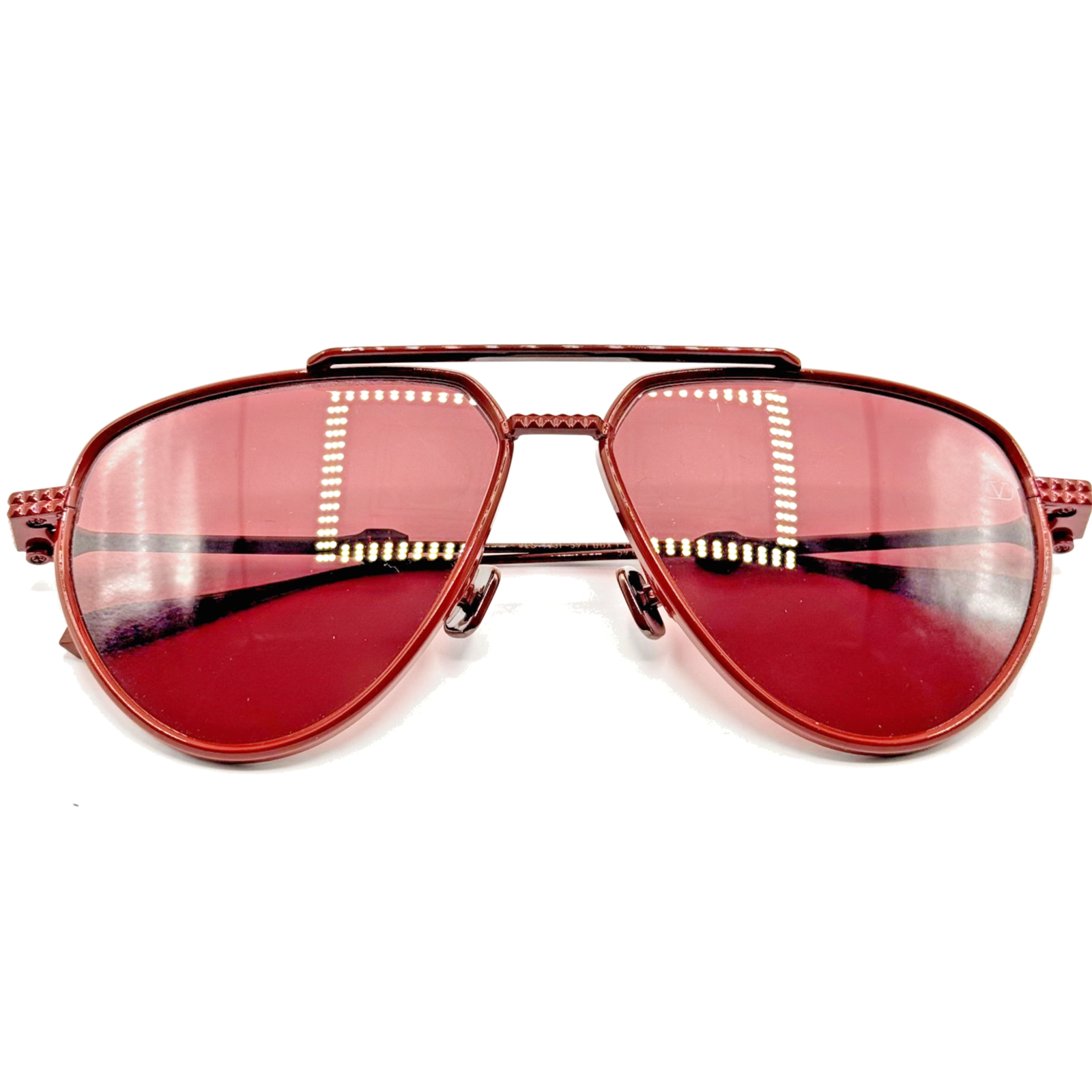 Valentino Sunglasses V-Stud Ii Vls-133f Red Aviator Frame Red Ar Lens 59mm New